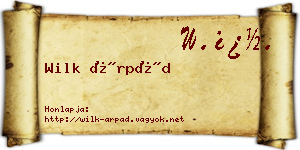 Wilk Árpád névjegykártya